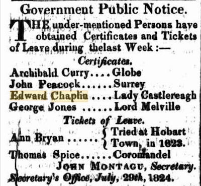 Hobart Town Gazette and Van Diemens Land Advertiser – Friday 30 July 1824 -Trove